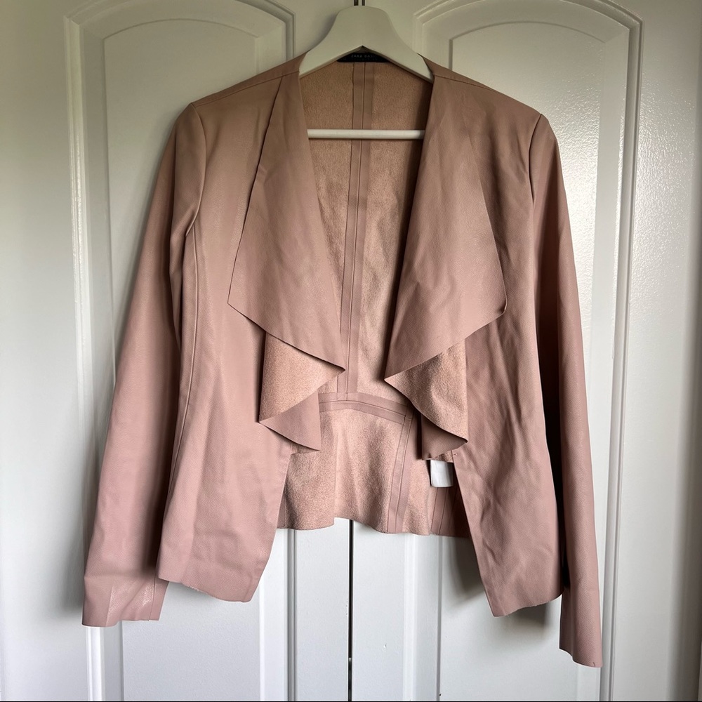 Zara Blush Faux Leather Blazer